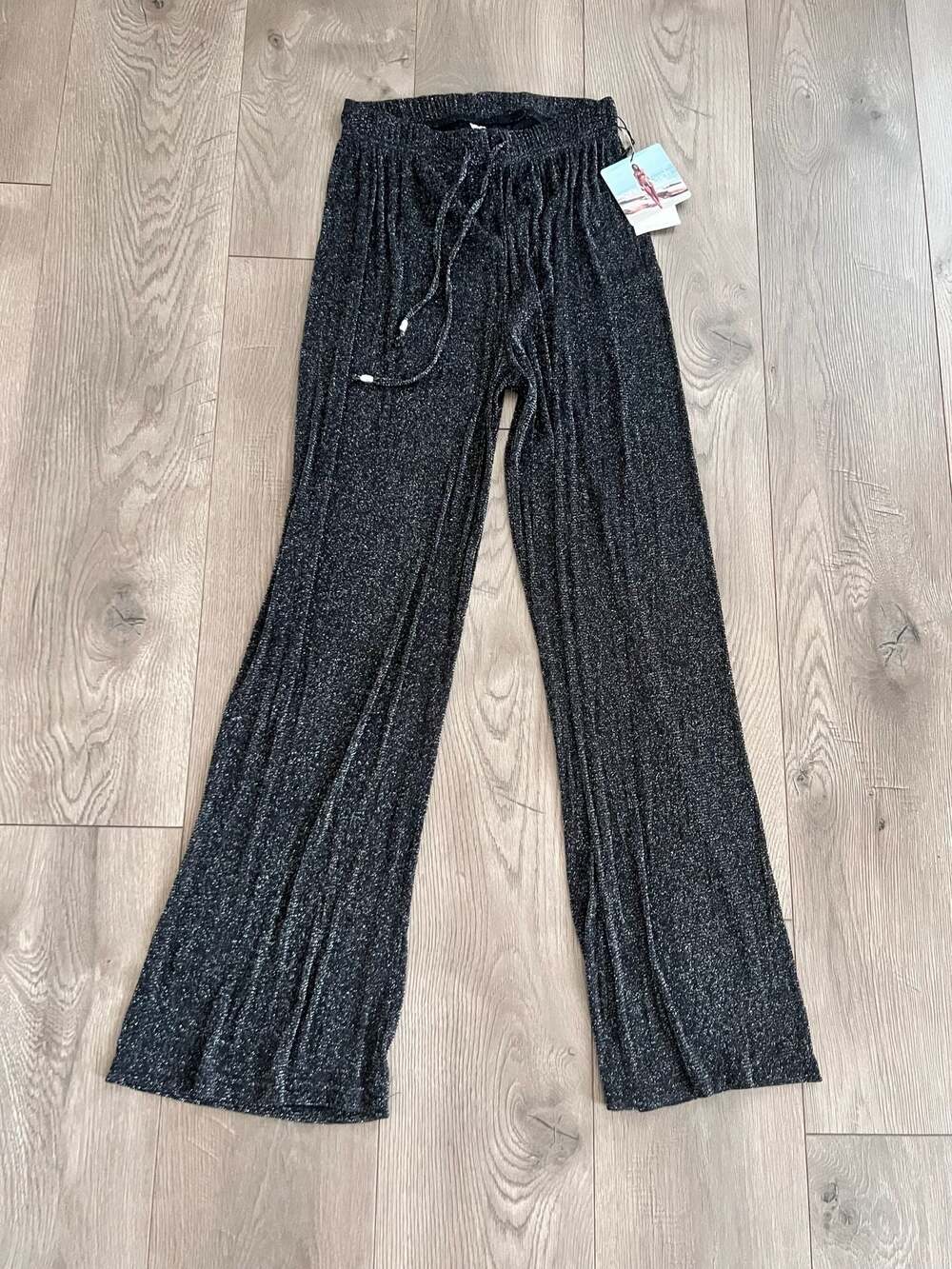 Sandy Beach Metallic Shimmer Wide Leg Drawstring Pants Size M